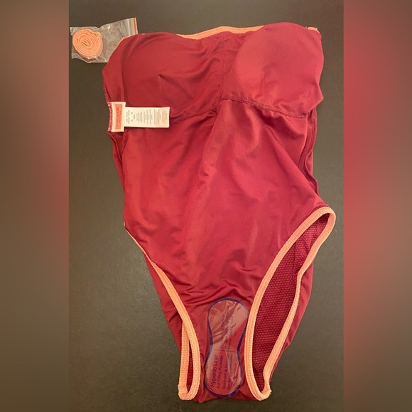 NWT Kate Spade Pique Texture Contrast Classic Bandeau One Piece Deep Plum Sz XS - Picture 9 of 11